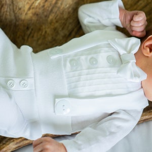 Baby Boy Blessing Outfit, Blessing Outfit, Baptism Outfit, Christening Suit, White Suit, Baby Christening, White Tuxedo, Blessing Suit zdjęcie 5