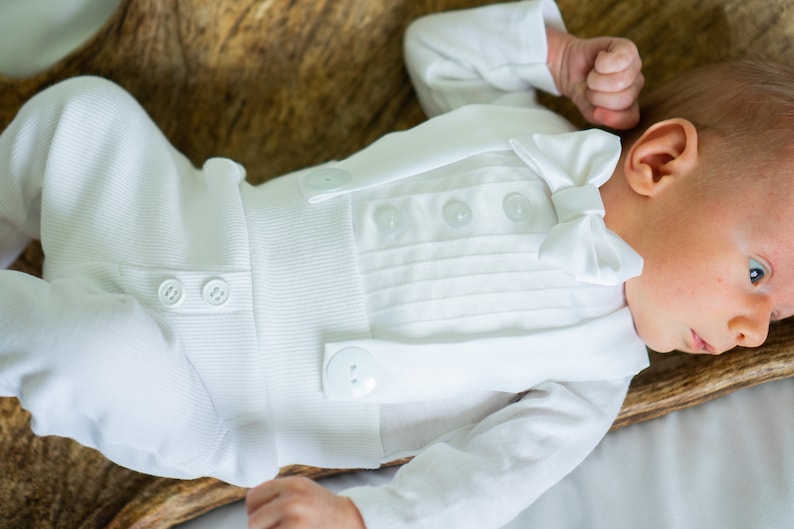 Baby Boy Blessing Outfit, Blessing Outfit, Baptism Outfit, Christening Suit, White Suit, Baby Christening, White Tuxedo, Blessing Suit zdjęcie 5