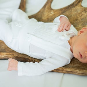 Baby Boy Blessing Outfit, Blessing Outfit, Baptism Outfit, Christening Suit, White Suit, Baby Christening, White Tuxedo, Blessing Suit image 3