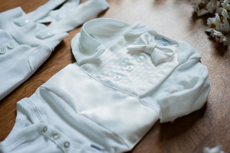 Baby Boy Blessing Outfit, Blessing Outfit, Baptism Outfit, Christening Suit, White Suit, Baby Christening, White Tuxedo, Blessing Suit zdjęcie 2