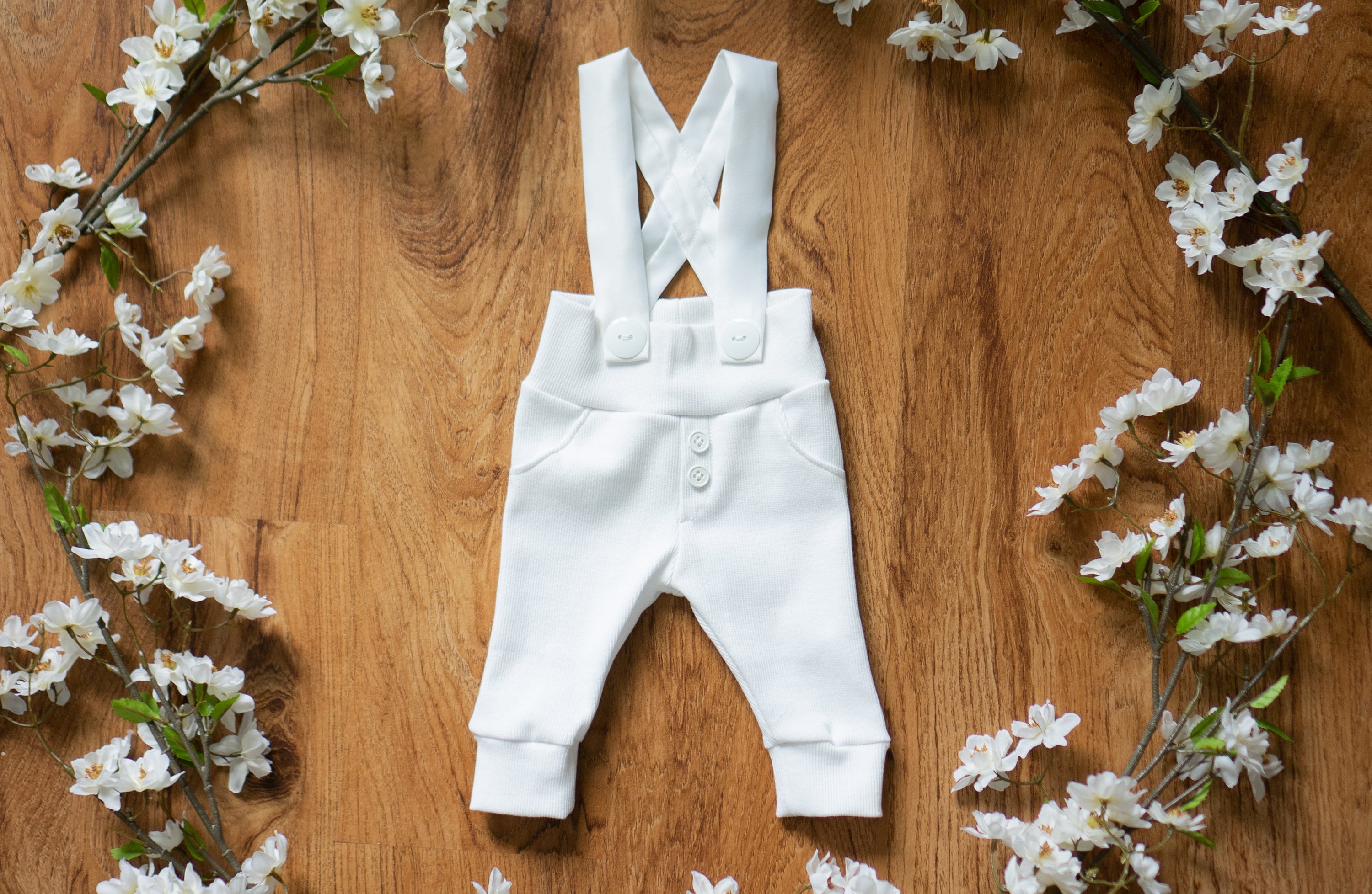 Christening Pants Baby Boy White Pants With Suspenders