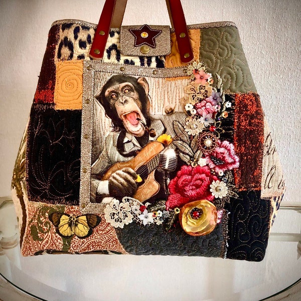 Wearable art, Boho Bag,french vintage,handbag,rustic style,french vintage,bohemian home inspiration,gipsy quilt