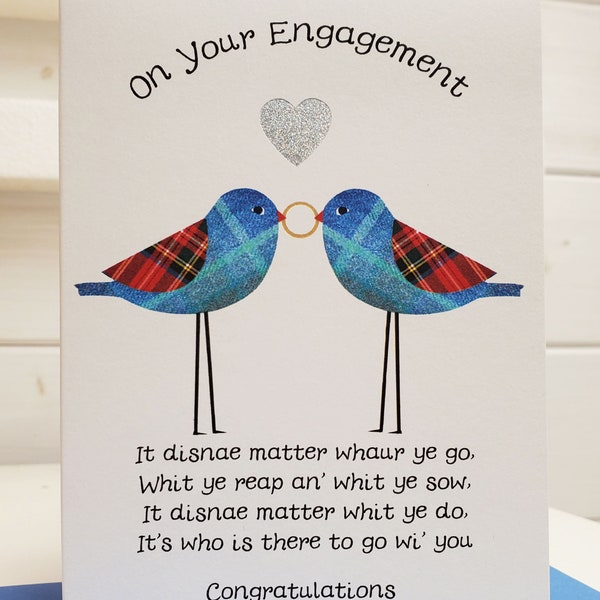 Scottish Engagement Card Spotty Birds WWWE12