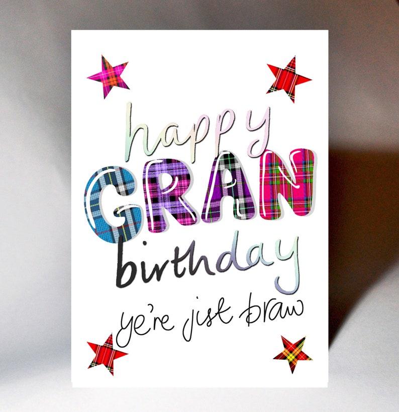 Tartan Words Gran Birthday card WWTW16 image 2