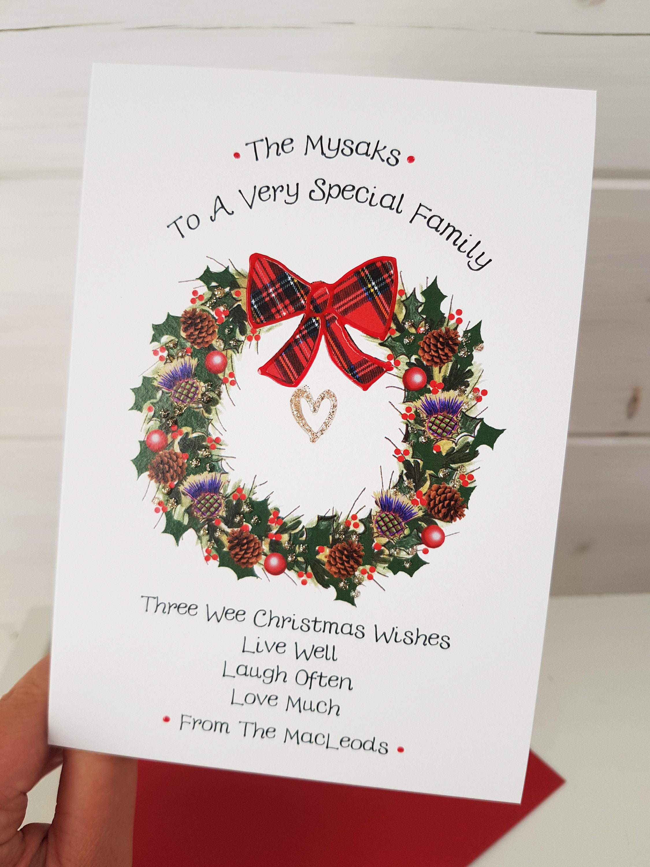 クリスマスリース（カスタマイズ可能）カード WWXM125 - Etsy 日本