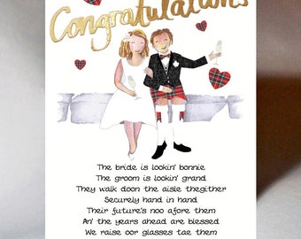 Scottish Wedding Card Bride & Groom WWWE71