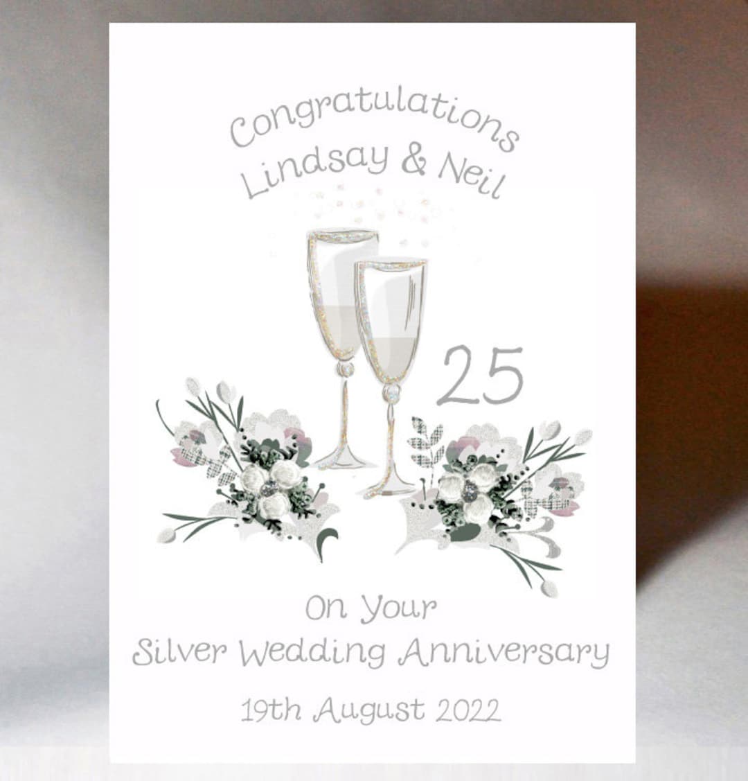 Happy Anniversary Champagne Glasses Pink LGBTQ - Greeting Card - View #3