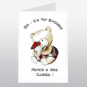 Carte d'anniversaire écossaise Teddy en kilt WWBI72