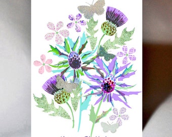Birthday Pretty Thistles Card WWBD123