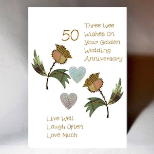 Carte d'anniversaire de mariage en or écossais chardon WWWE16