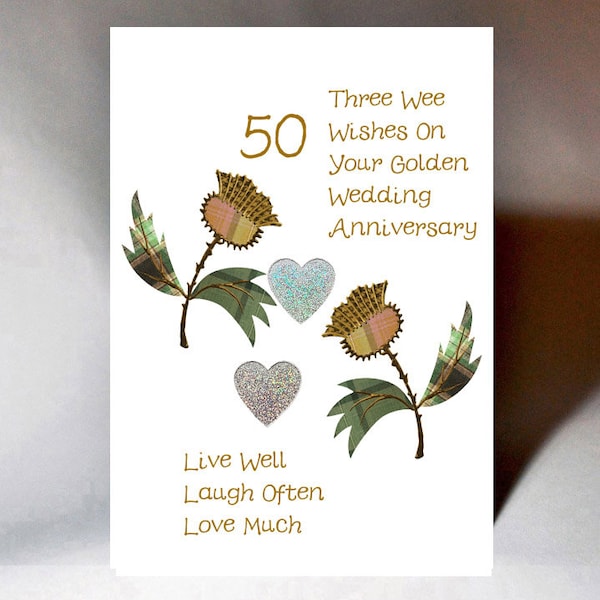 Scottish Golden Wedding Anniversary Card Thistle WWWE16