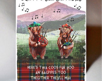 Birthday Coos with Bagpipes Card WWBD143