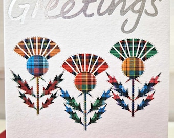 Greetings Tartan Thistles Card WWGR56