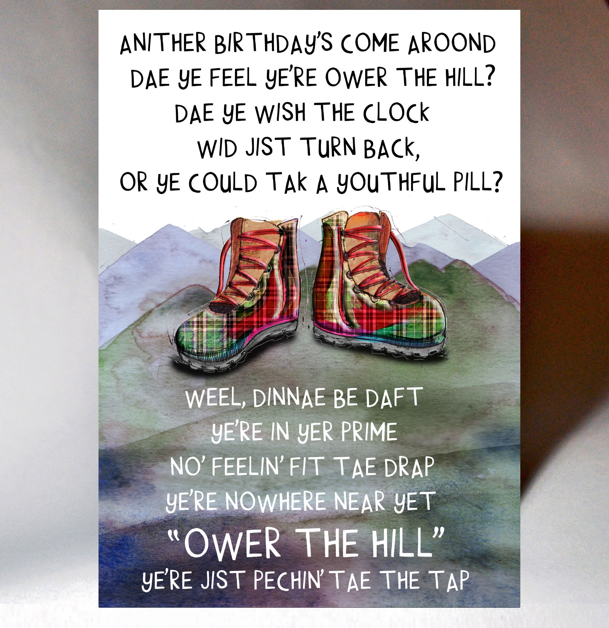 Scottish Happy Birthday Song Scottish Birthday Card Ower the Hill WWBD52 - Etsy