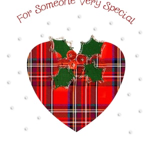 Christmas Tartan Heart (personalisable) Card WWXM173