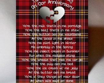 Scottish Anniversary Card Tae Ma Ither Half WWWE40