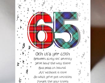 Tarjeta especial de cumpleaños para los 65 años AGE65