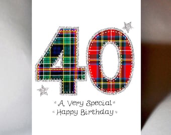 Tartan Number 40 Birthday Card WWTN40