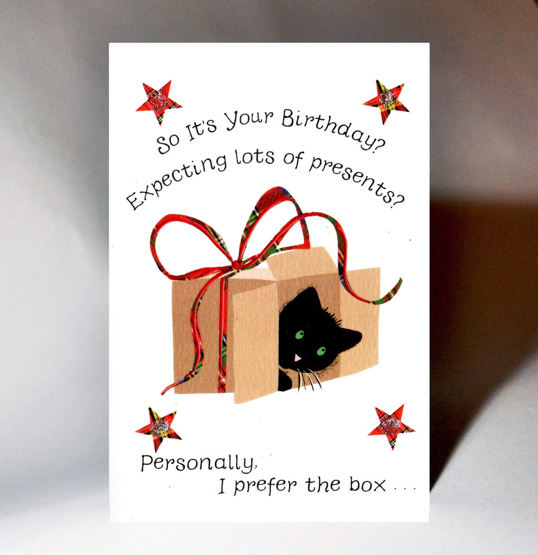Birthday Cat in a Box Card WWBI132 - Etsy Canada