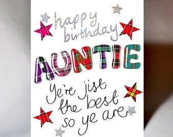 Tartan Words Card Auntie WWTW10