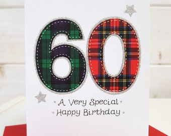 Tartan Number 60 Birthday Card WWTN60