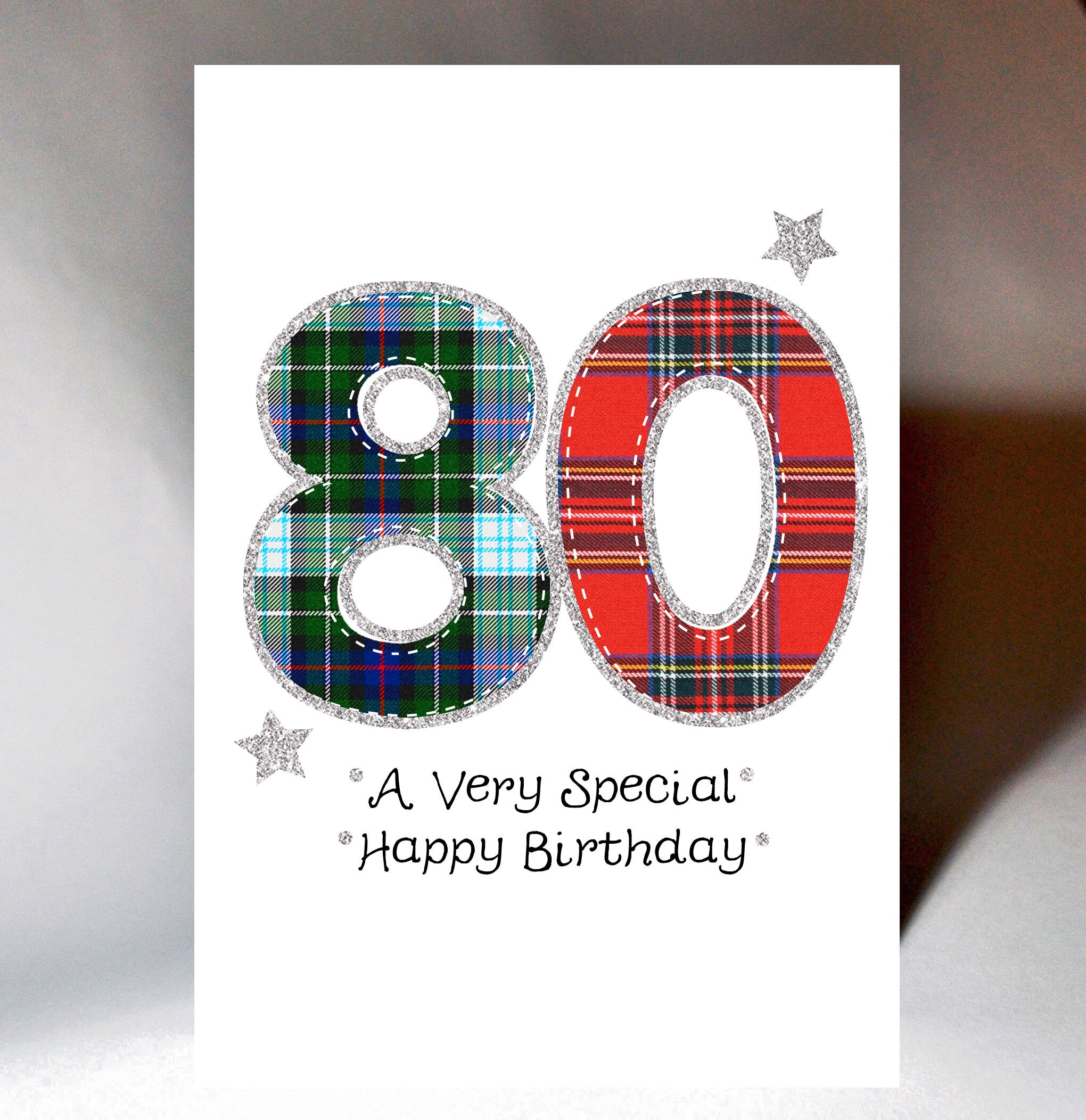 Tartan Number 80 Birthday Card WWTN80