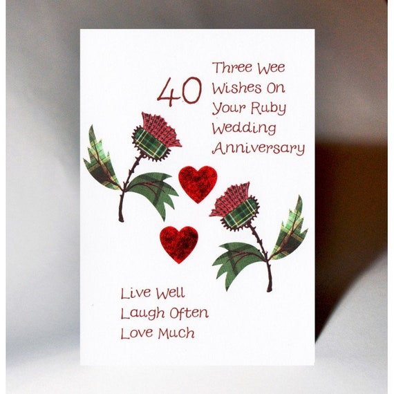 precio Violeta A la verdad Tarjeta de aniversario de boda de rubí escocés CARD WWWE28 - Etsy España
