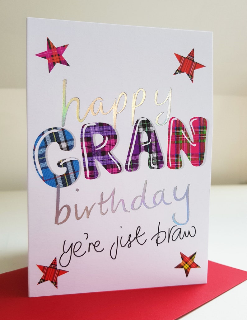 Tartan Words Gran Birthday card WWTW16 image 1