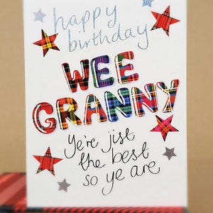 Tartan Words Card Wee Granny WWTW54