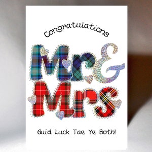 スコットランドのウェディングカード Mr&Mrs WWWE52