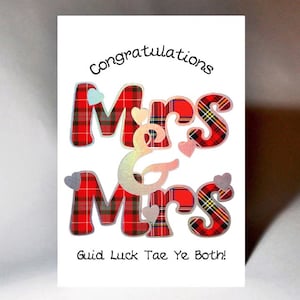 Scottish Wedding Card Mrs & Mrs WWWE52B