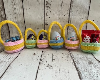 Panier de Pâques tricoté à la main, chasse de Pâques, panier de Pâques, panier d'oeufs, cadeau de fête des mères, panier de chocolats