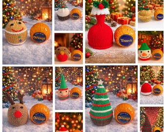 Hand Knitted, Chocolate Orange Cover, Christmas Gift, Teacher Gift, Christmas Tree, Santa Hat, Xmas Pudding, Snowman