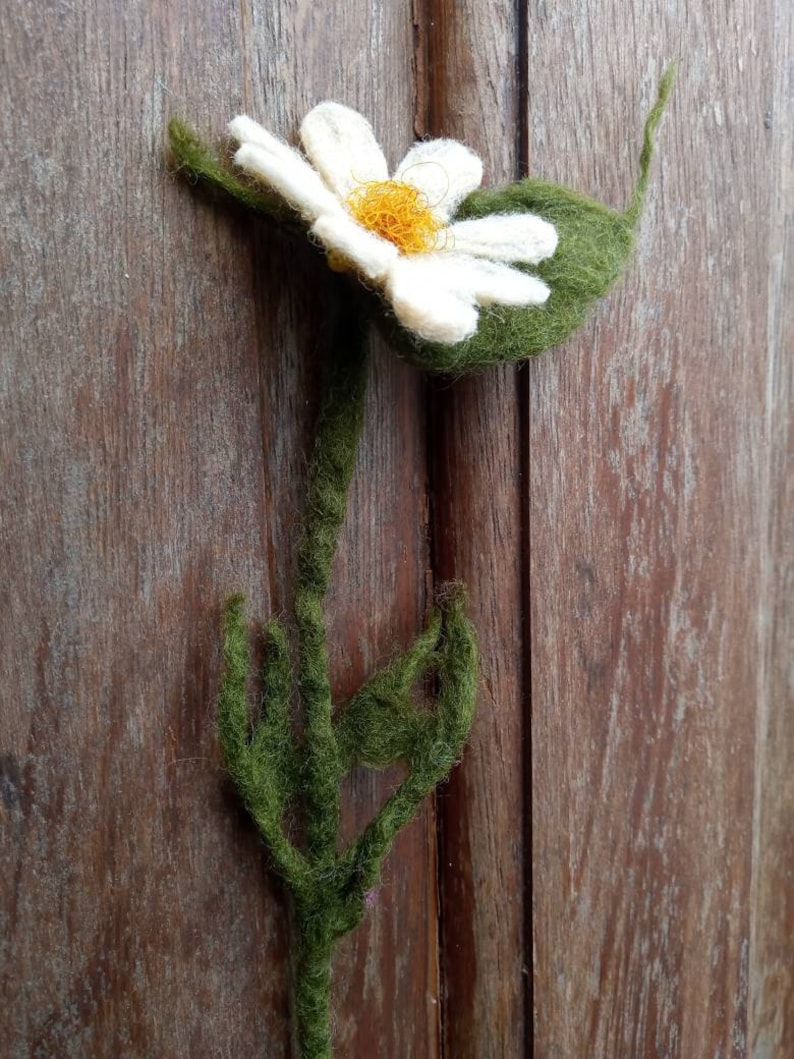 Hand made felted. Wild flower brooch or hair clip or bookmark Vintage profession