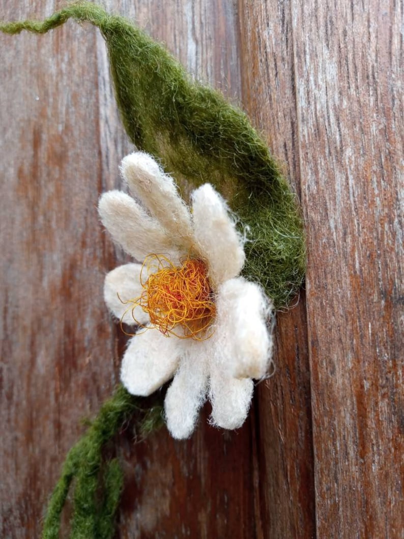 Hand made felted. Wild flower brooch or hair clip or bookmark Vintage profession