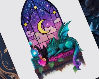 Illustration & Totebag | Dragon - Art Witch Gothique, Sac Fourre-Tout, Poster Mystique, Cadeau Ésotérique