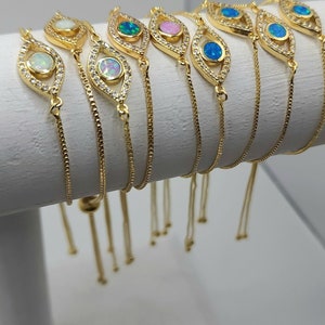 Pulsera ajustable / Pulsera de ojos / Pulsera de mal de ojo / Pulsera de oro / Pulsera delicada / Pulseras
