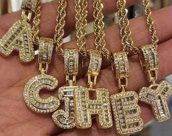 Initial Necklace / Letter Necklace / Bling / Cubic Zirconia / Gold Necklace