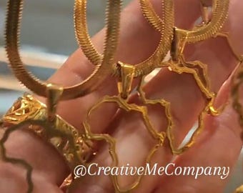 Africa Necklace / Gold Necklace / Egyptian Jewelry / Jewellery / Herringbone Necklace / Snake Chain