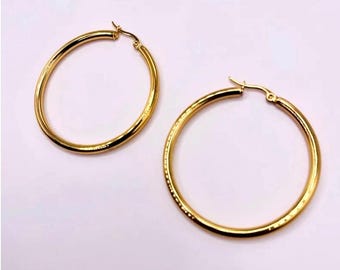 18k Gold over Stainless Steel- Hoops
