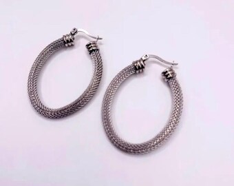 Stainless Steel Mesh- Oval Earrings
