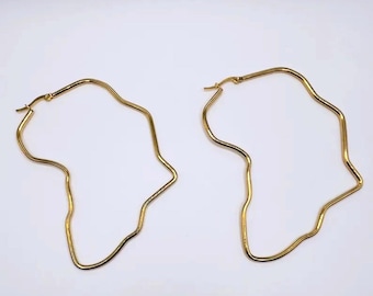 18k gold plated over Stainless Steel- Africa Outline