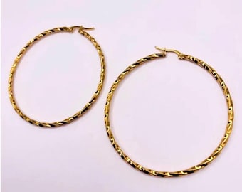 Twisted 18k gold plated over Stainless Steel- Twisted Hoops