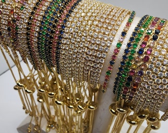 Adjustable Bracelet / Cubic Zirconia / Bolo Bracelet / MultiColor Bracelet / Diamond Bracelet / Gold Bracelet