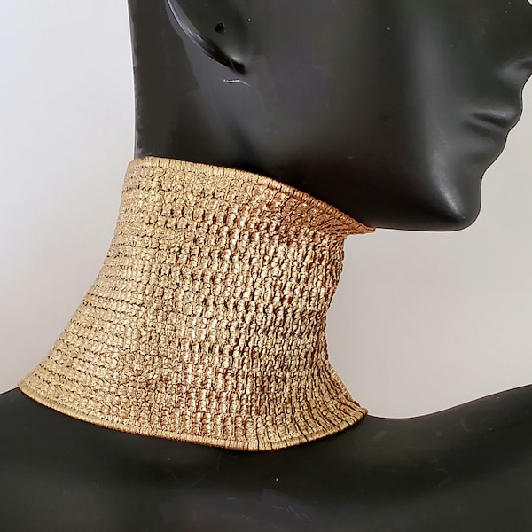 Gold Elastic Choker / Wide Choker / Silver Choke / Gold Bracelet / Egyptian Jewellery/ Jewelry