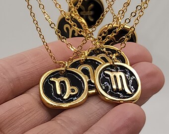 Zodiac Necklace / Horoscope / Gold Necklace / Scorpio Virgo Libra Leo Pisces Aquarius Aries Cancer Gemini Capricorn Sagittarius Leo Necklace