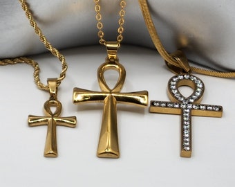 Ankh Necklace / Small Ankh / Gold Ankh / Diamond Ankh / African Cross / Circle of Life /