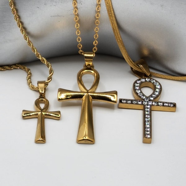 Ankh Necklace / Small Ankh / Gold Ankh / Diamond Ankh / African Cross / Circle of Life /