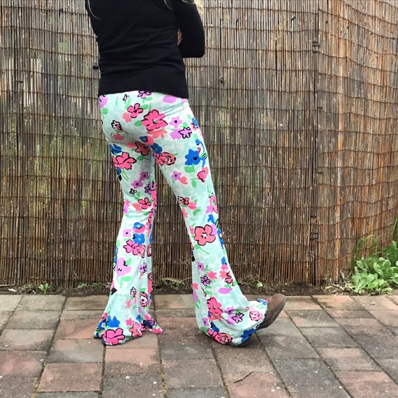 blue and white flare pants