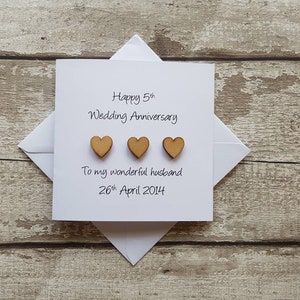 5th Anniversary card for Husband or Wife| personalised 5th wedding anniversary card | Anniversary card for husband or Wife